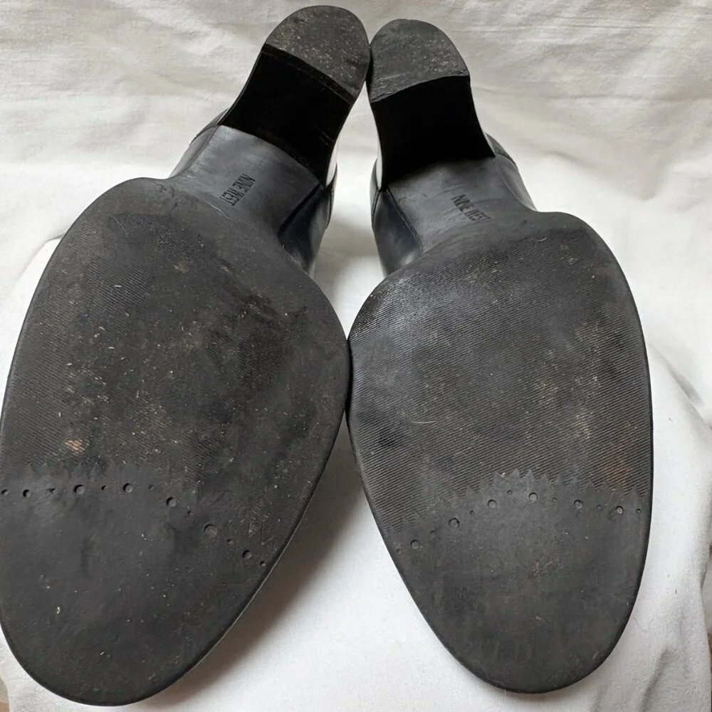 Nine West Navy Leather Heeled Loafers – Size 6 - Picture 3 of 10